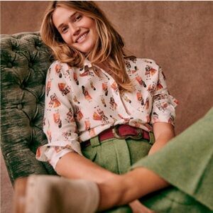 Sézane Pierro Buttondown Blouse with Bagpipers